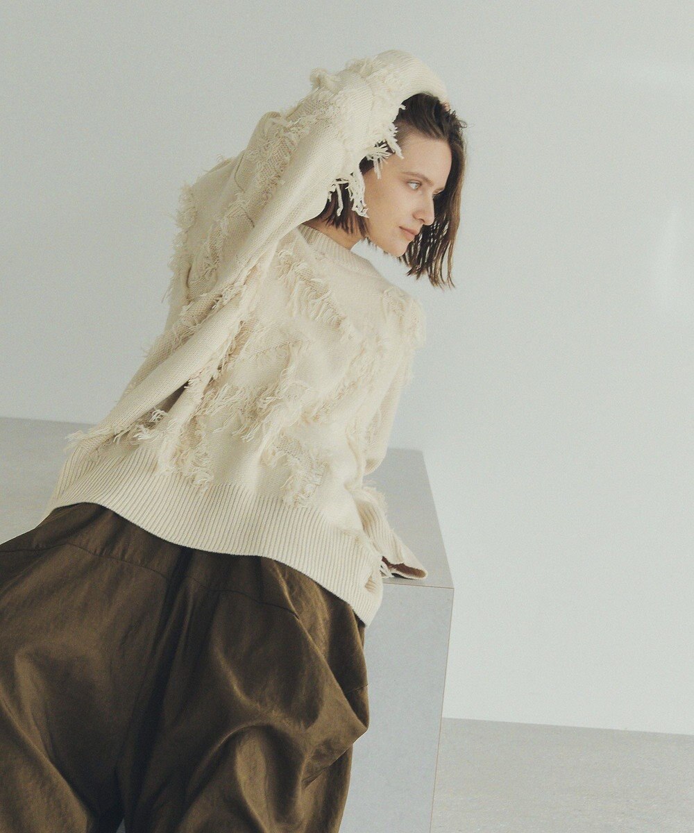 YECCA VECCA スター柄フリンジルーズニット 