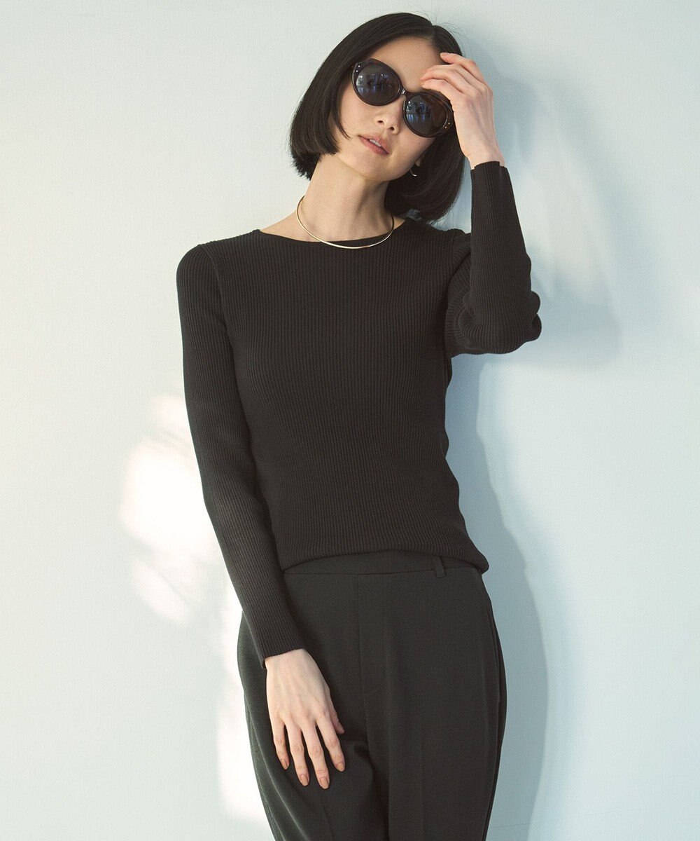 UNFILO マイビューティ リブボートネック ニット 