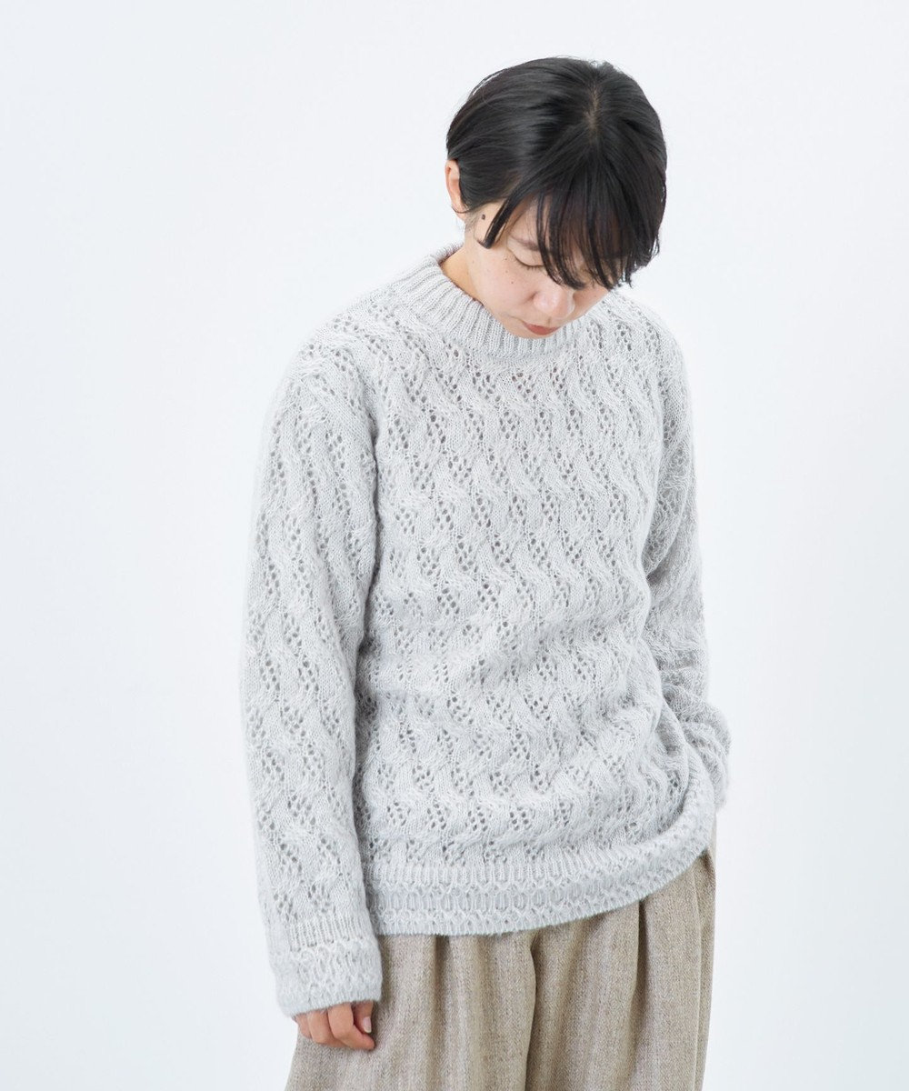 高品質シルク＆アンゴラモヘア〉模様編み ボトルネックセーター / muuc 