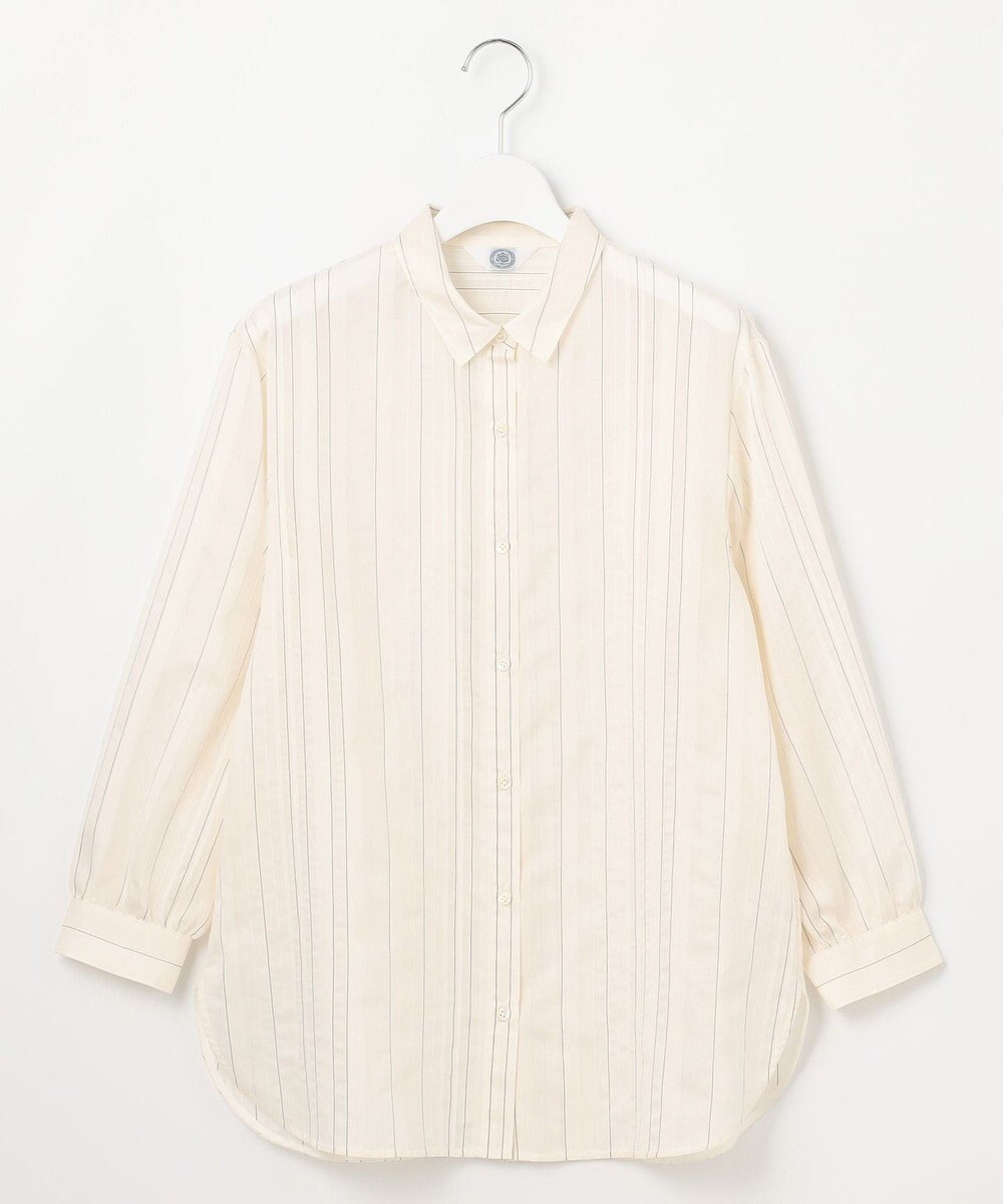 J.PRESS LADIES 【洗える】SHEER dobby ストライプ シャツカラー ブラウス 
