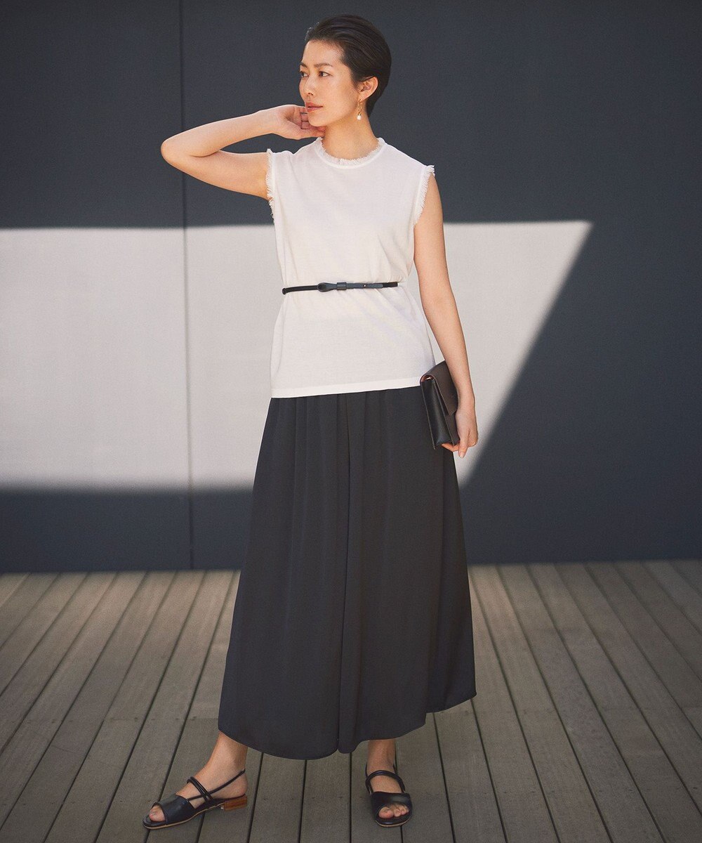 自由区 【カタログ掲載・洗える】フリンジディテールノースリーブ カットソー 