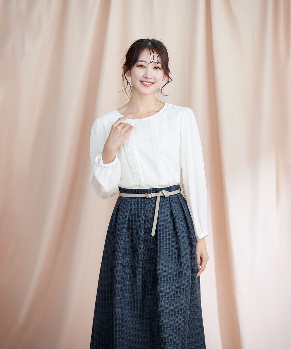 Tiaclasse 【洗える】ピンタックレースブラウス 