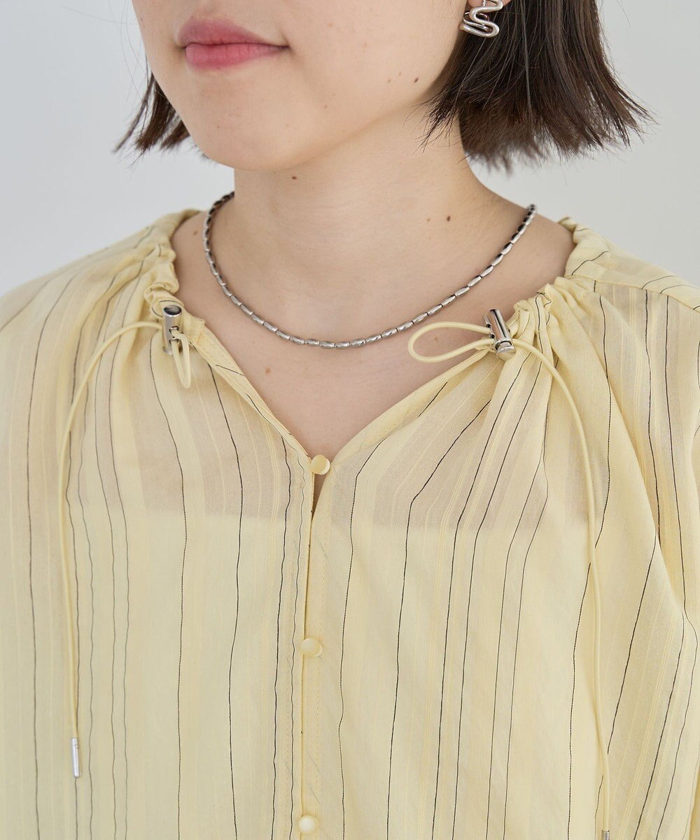 Green Parks ドロストネックシアーストライプチュニック 