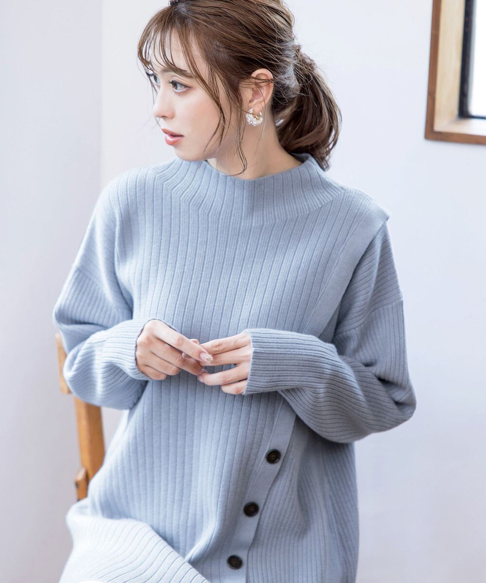 Tiaclasse L 【洗える】1枚でもレイヤード効果のあるサイドボタンチュニック 