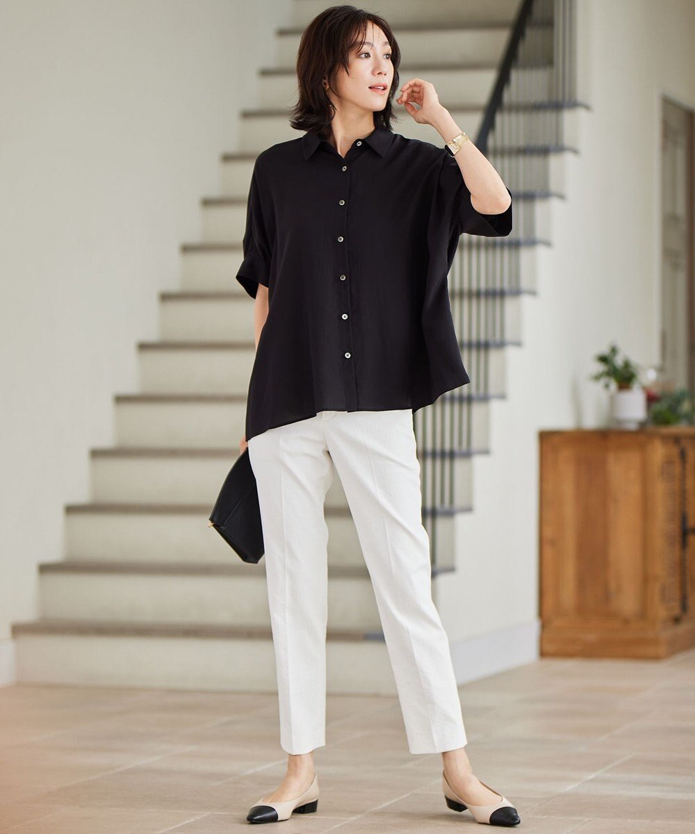 自由区 S 【接触冷感・UVケア・抗菌防臭・洗える】リヨセルポプリン ブラウス 