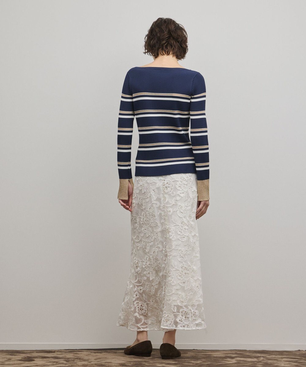 GRACE CONTINENTAL ラメボーダーニットトップ 