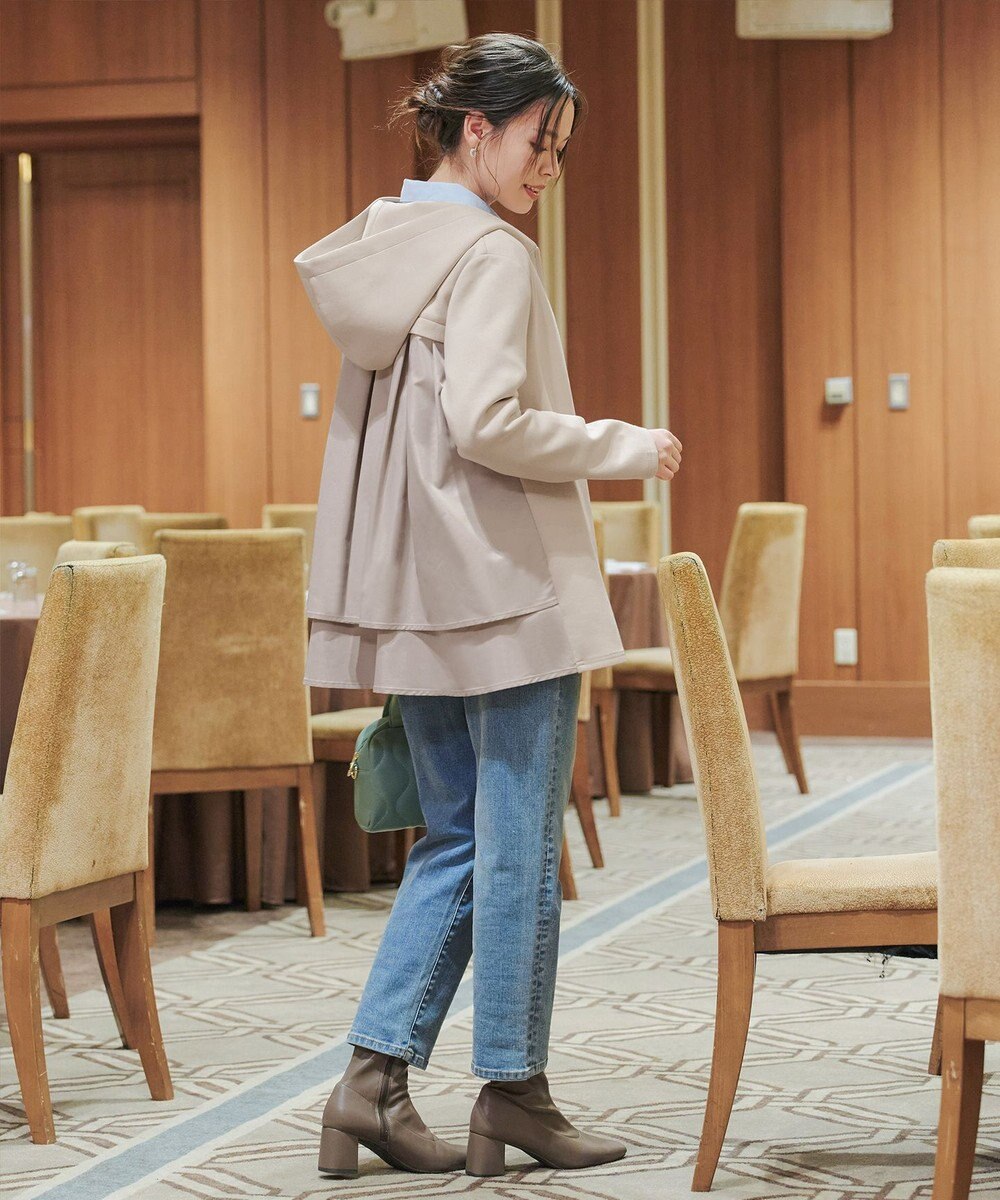 Tiaclasse 【洗える】異素材ドッキングフーディー 