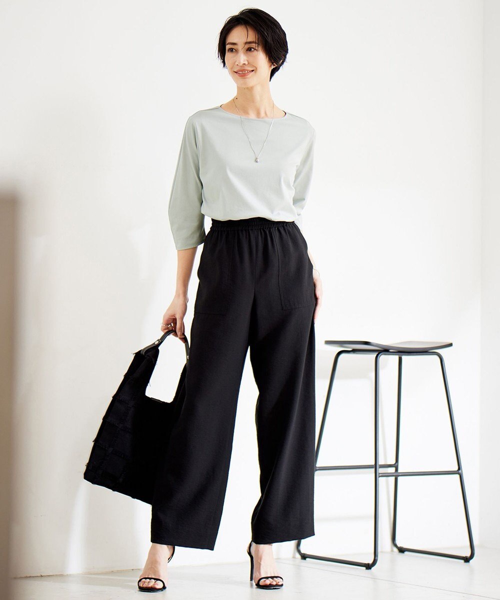 ICB 【洗える】ワッシャーツイル ワイドストレートパンツ 