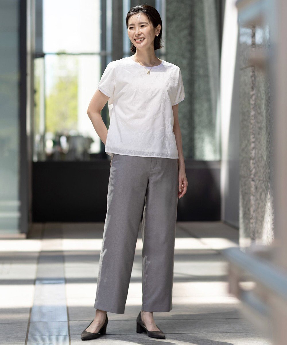 J.PRESS LADIES L 【セットアップ対応・洗える・UV加工・吸水速乾】OXIJEWELストレッチ ストレート パンツ 