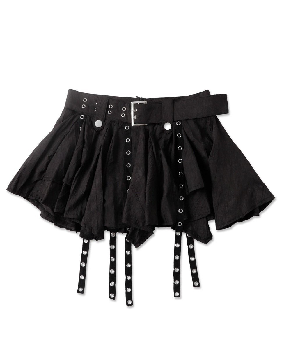 WEGO ベルト付きフリルアイレットスカート 