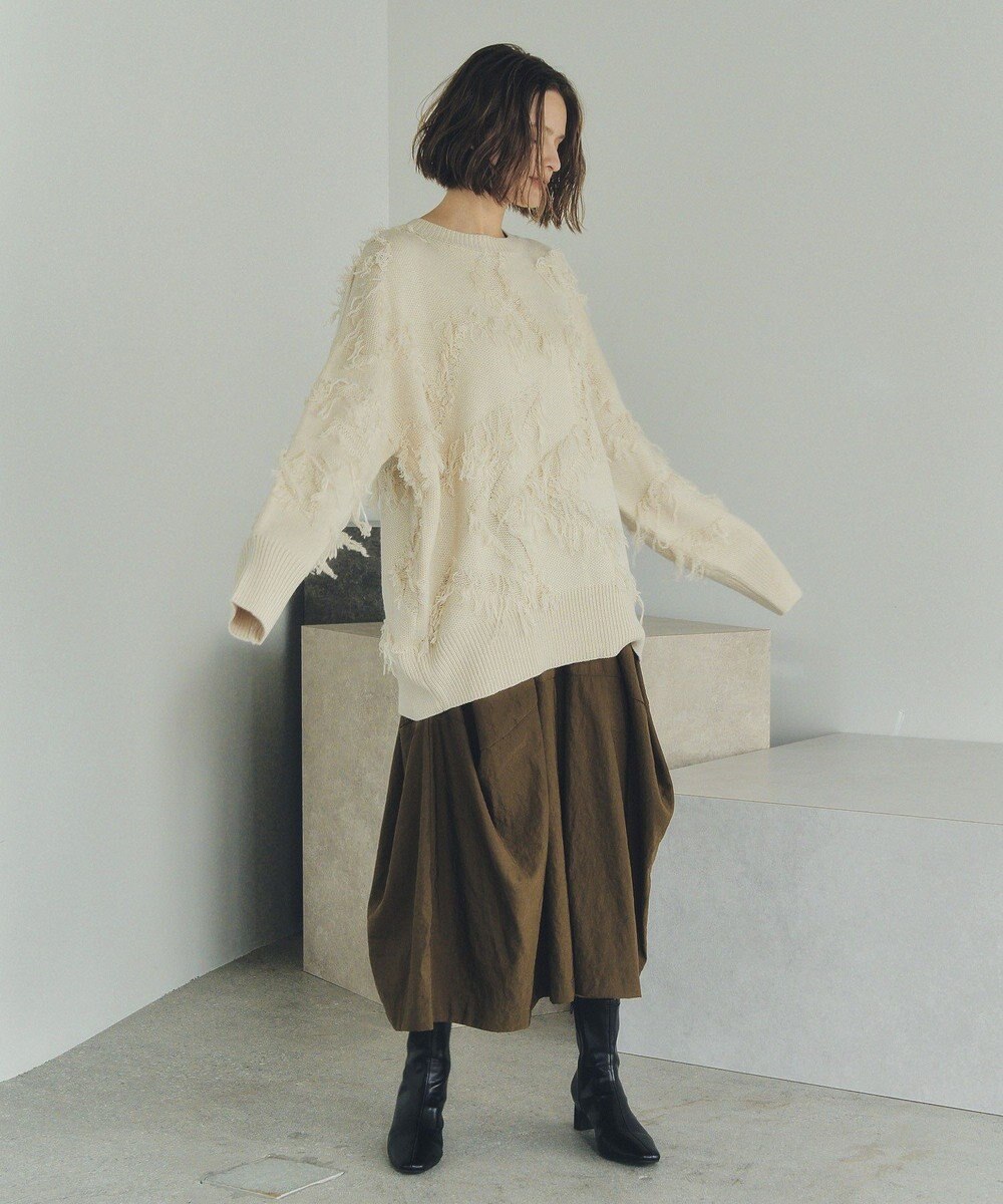 YECCA VECCA スター柄フリンジルーズニット 