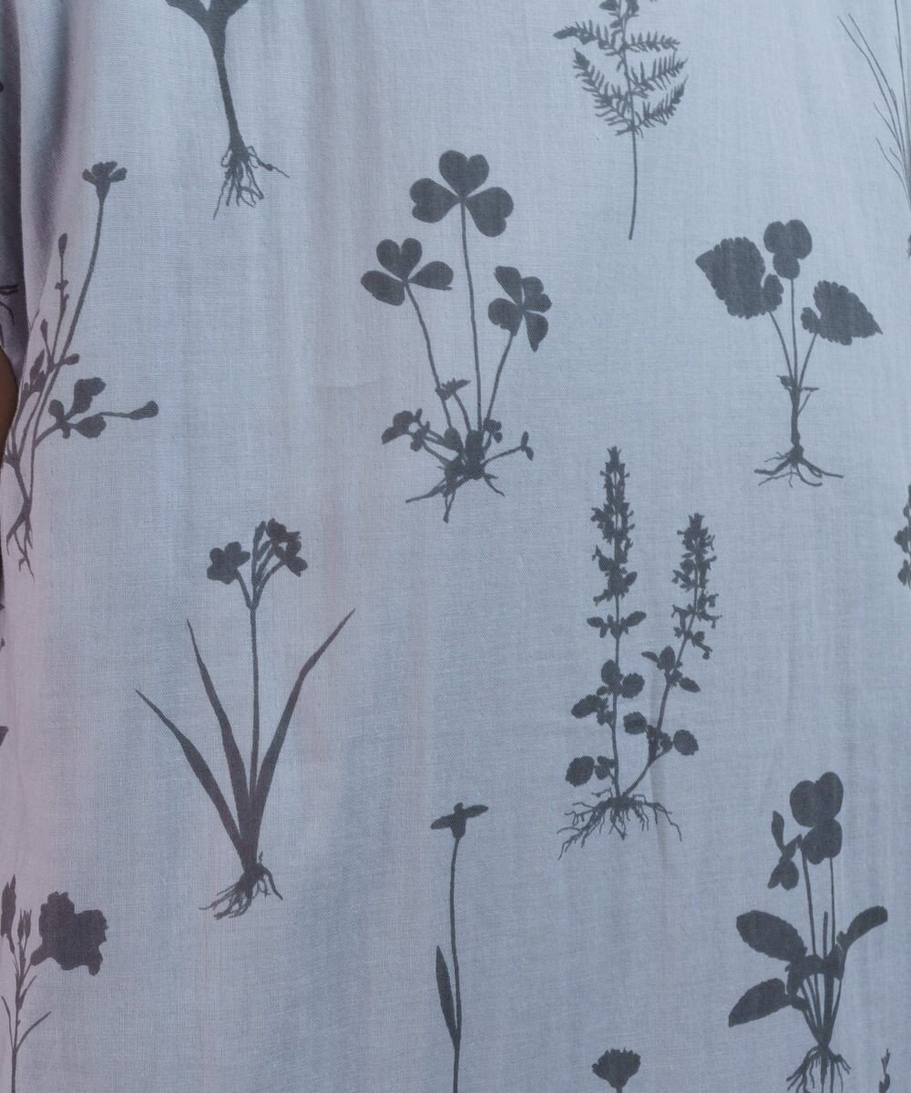 muuc 【ゆったりシルエットで涼しく上品】植物の影絵プリント ワンピースドレス 