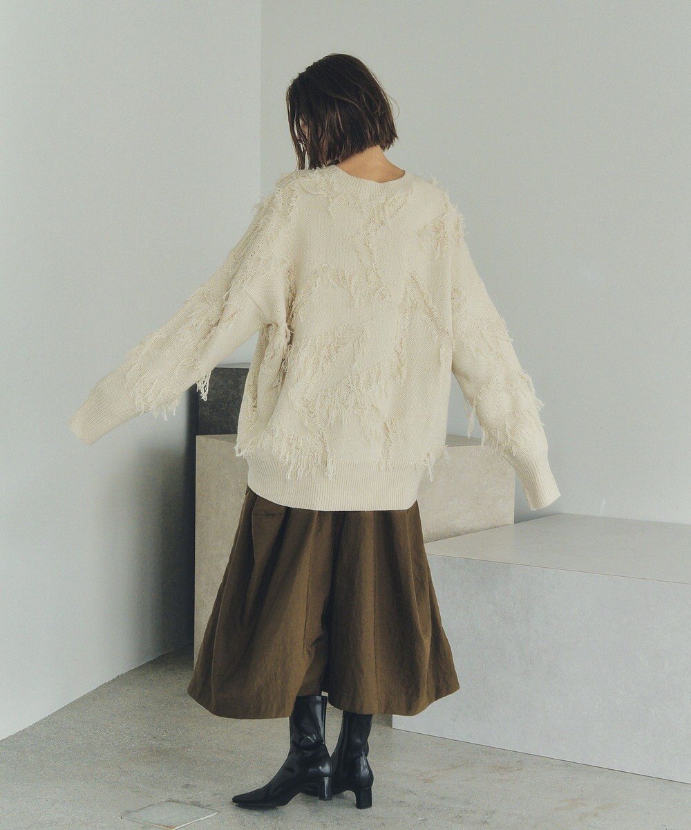 YECCA VECCA スター柄フリンジルーズニット 