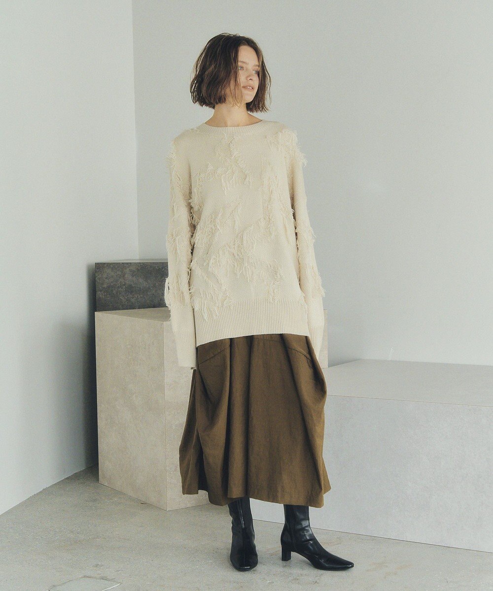 YECCA VECCA スター柄フリンジルーズニット 