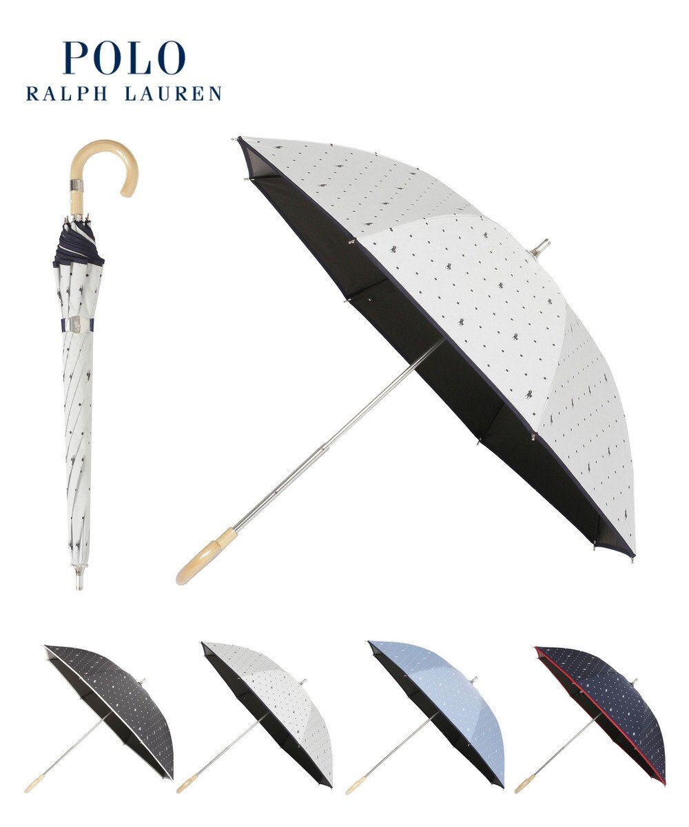 MOONBAT POLO RALPH LAUREN（ポロ ラルフローレン）晴雨兼用日傘 ドット 長傘 遮光率100％ 遮熱 UV 