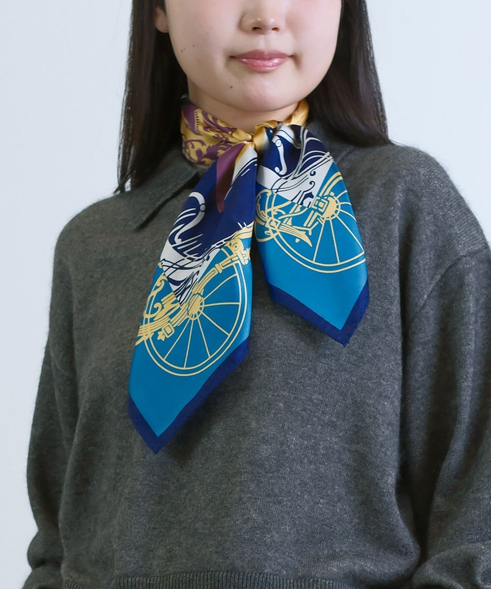 Marca 【Marcaオリジナル】色面シルエット馬車 小判スカーフ シルクツイル 