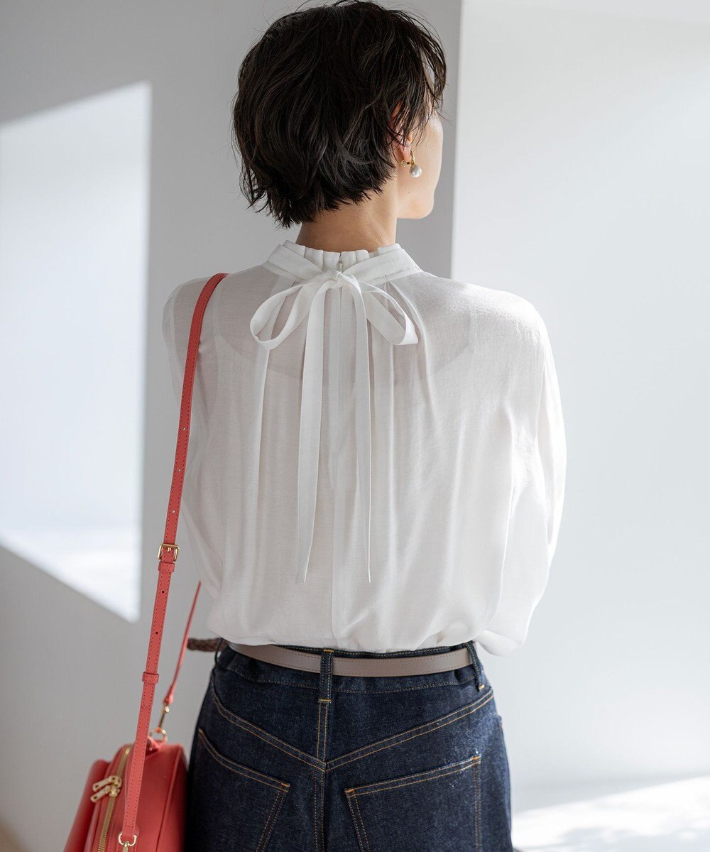 23区 【先行予約】TRオーガンジー 2WAY ボウタイブラウス 