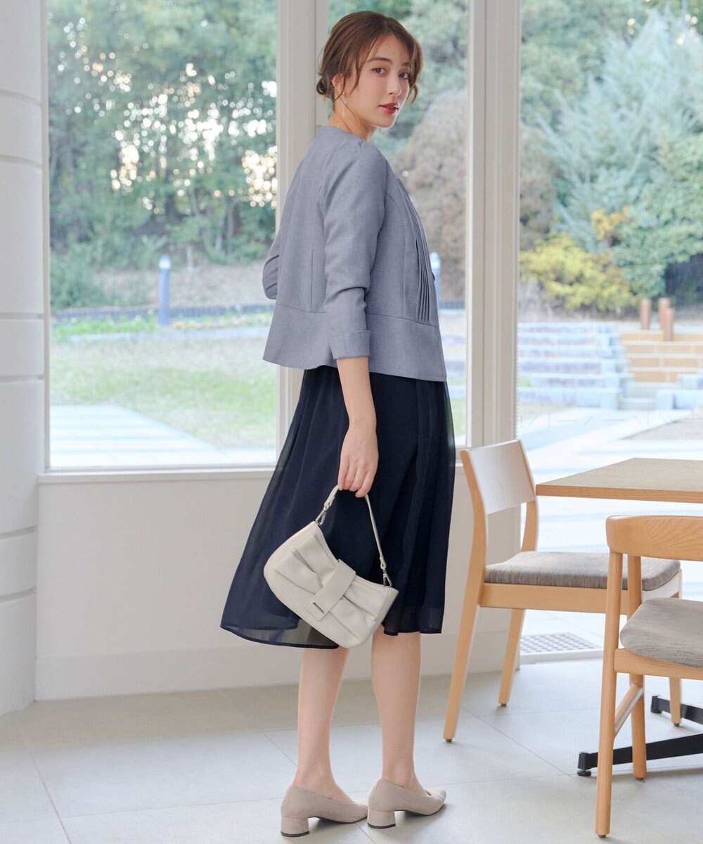 Tiaclasse L ピンタックノーカラージャケット 