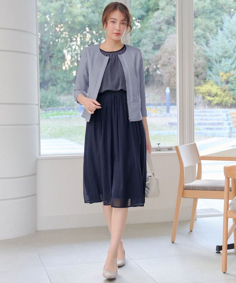 Tiaclasse L ピンタックノーカラージャケット 