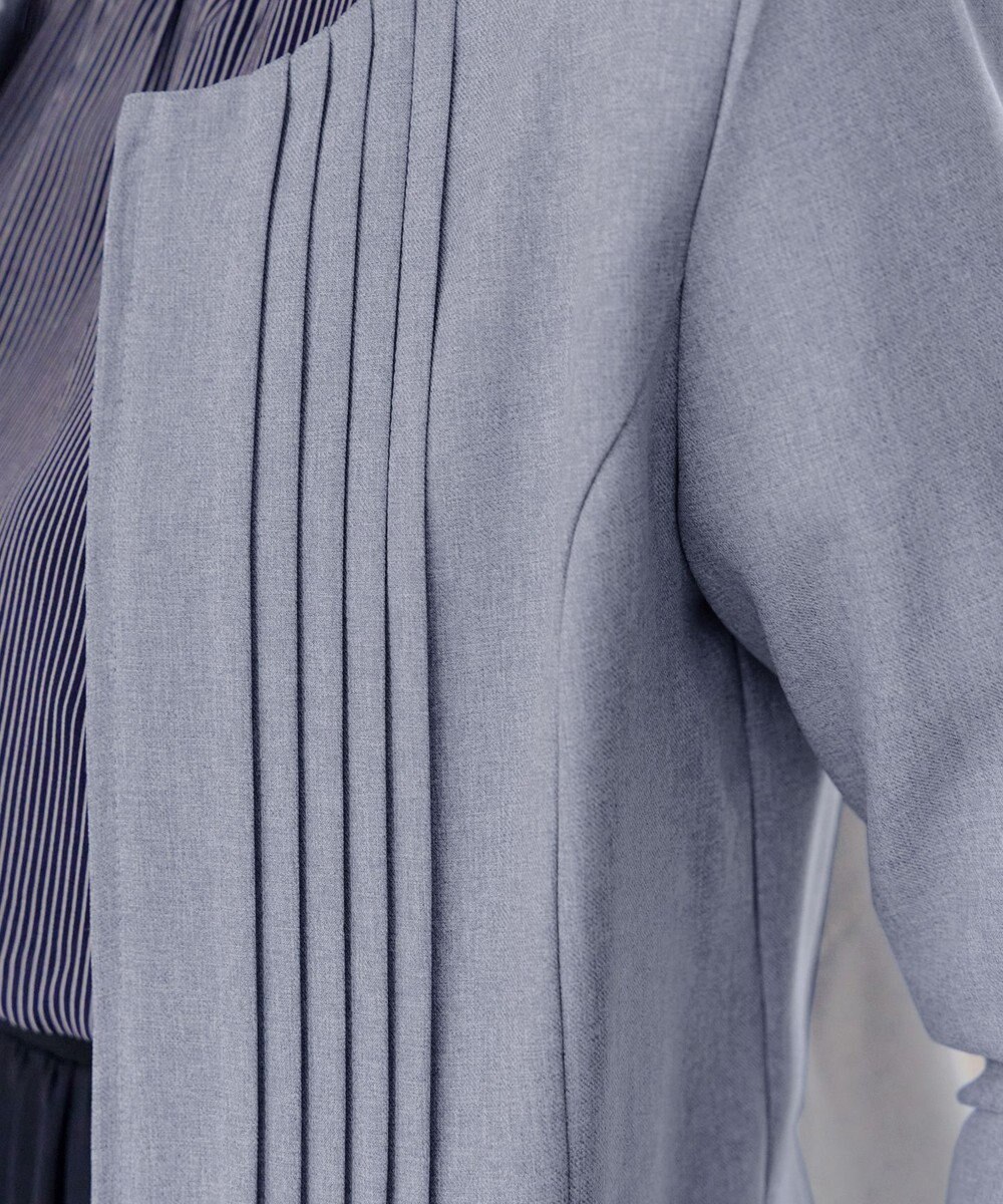 Tiaclasse L ピンタックノーカラージャケット 