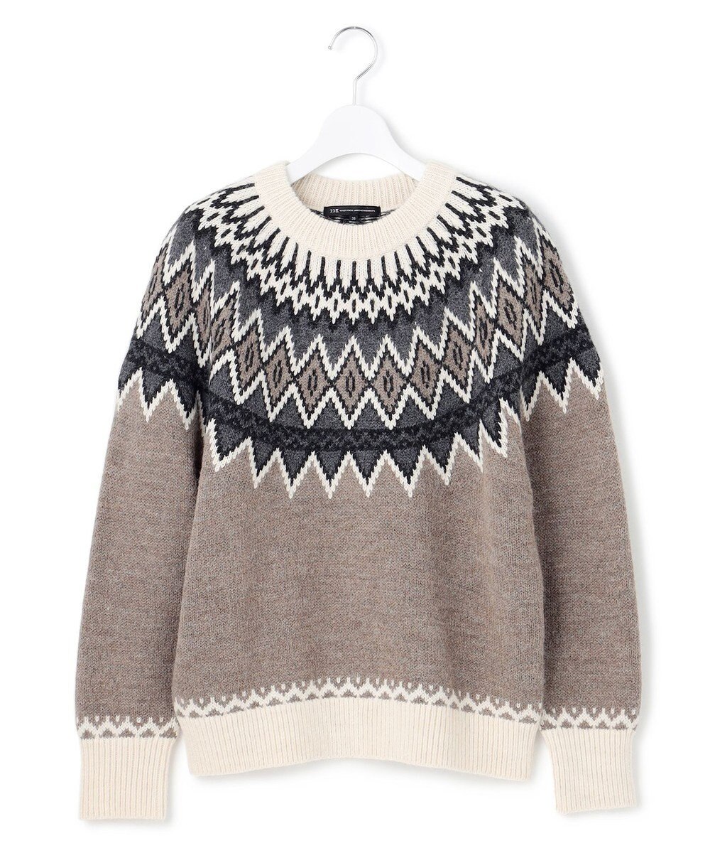 23区 【洗える】ジャガード クルーネック ニット 