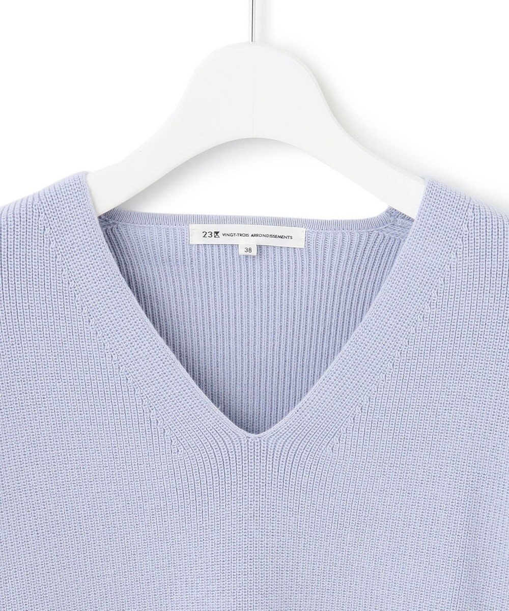 23区 L 【洗える】コンパクトコットンポリエステル Vネック ニット 