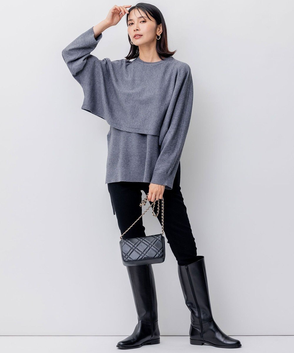 23区 L 【洗える】ツインニットクロップド ニットベスト 