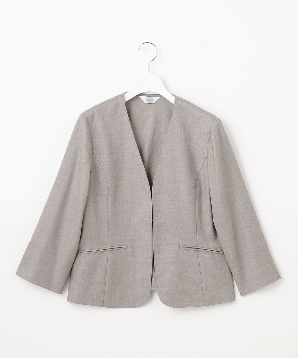 J.PRESS LADIES 【セットアップ対応・洗える・UVケア・速乾】 OXIJEWELストレッチ ノーカラー ジャケット 