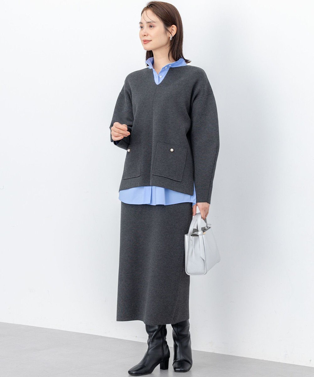 組曲 S 【加藤ローサさん着用 / 前後着用可】コットンタッチシャーティング刺繍入り ブラウス 