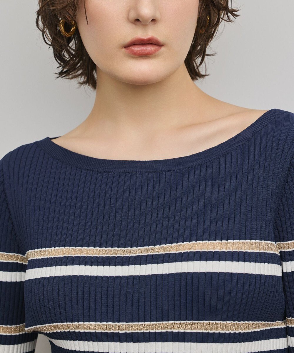 GRACE CONTINENTAL ラメボーダーニットトップ 