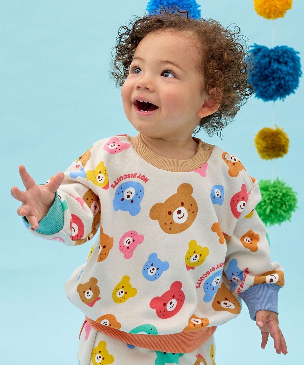 MIKI HOUSE HOT BISCUITS 【80-120cm】カラフルビーンズ 総柄 裏毛パイル素材 トレーナー 