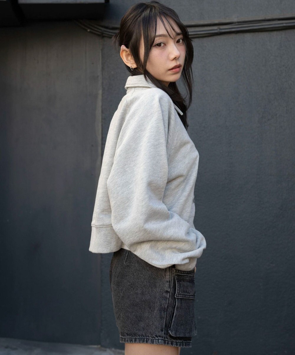 WEGO 襟付きグラフィックショートスウェット 