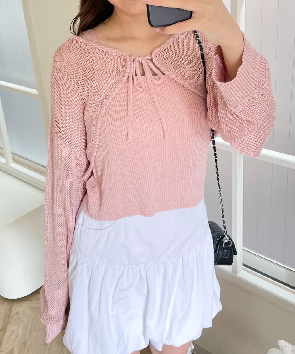 WEGO アンサンブルメッシュリボンカーディガン 