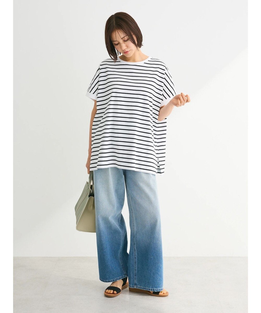 Green Parks インド綿 フレンチスリーブ前後差カットプルオーバー 