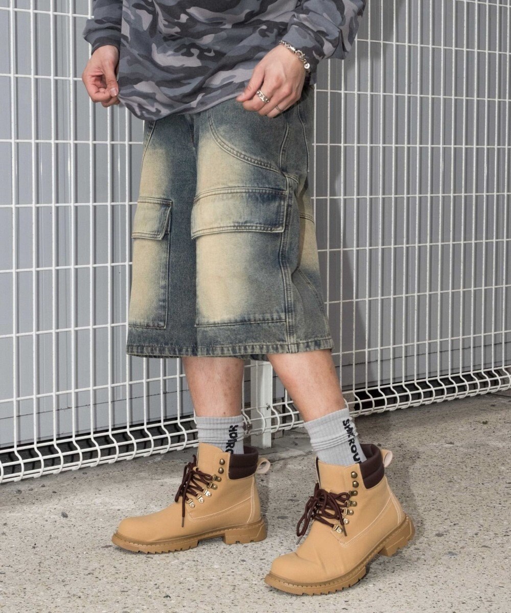 WEGO スウィッチングデニムカーゴショーツ 