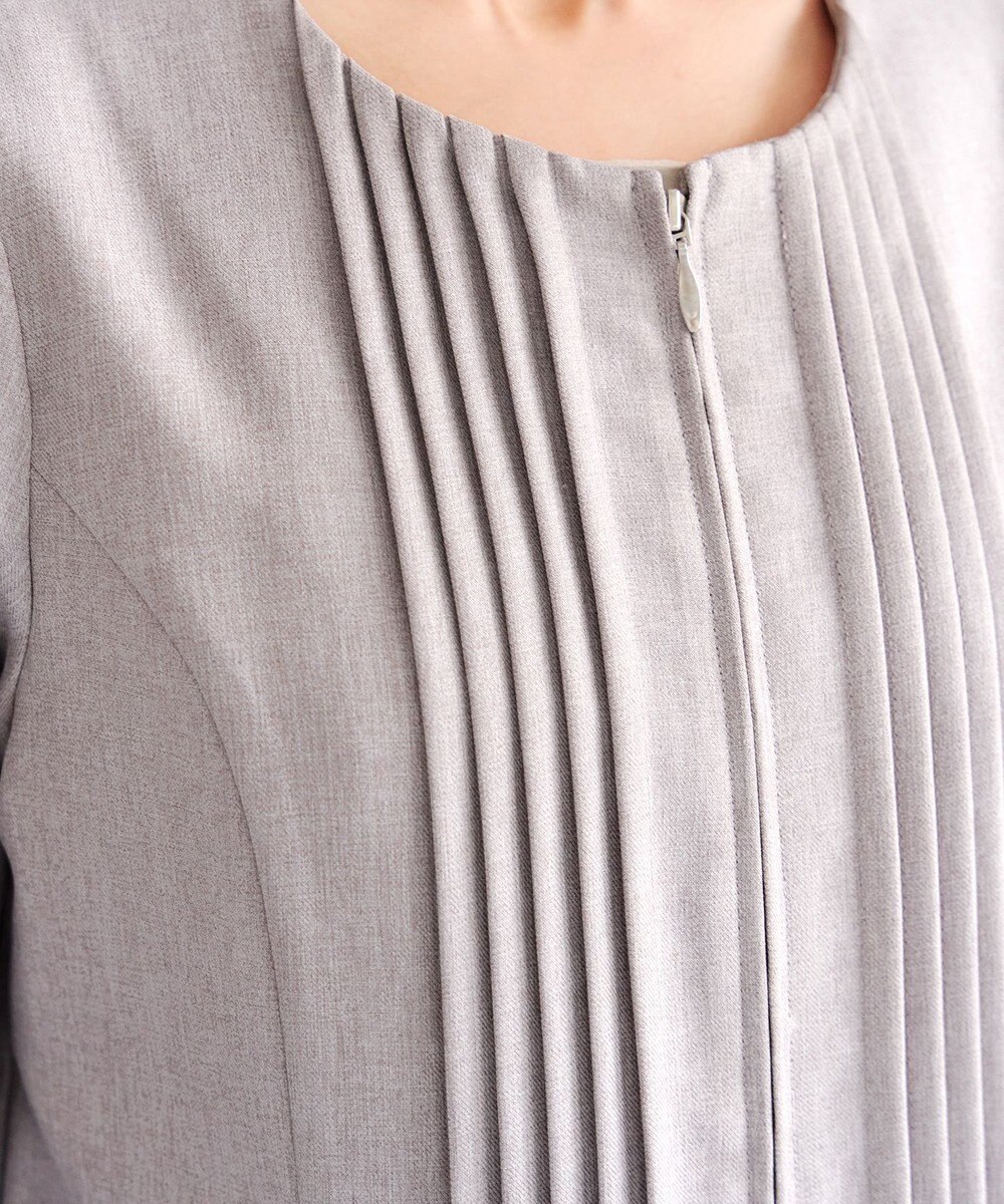 Tiaclasse L ピンタックノーカラージャケット 