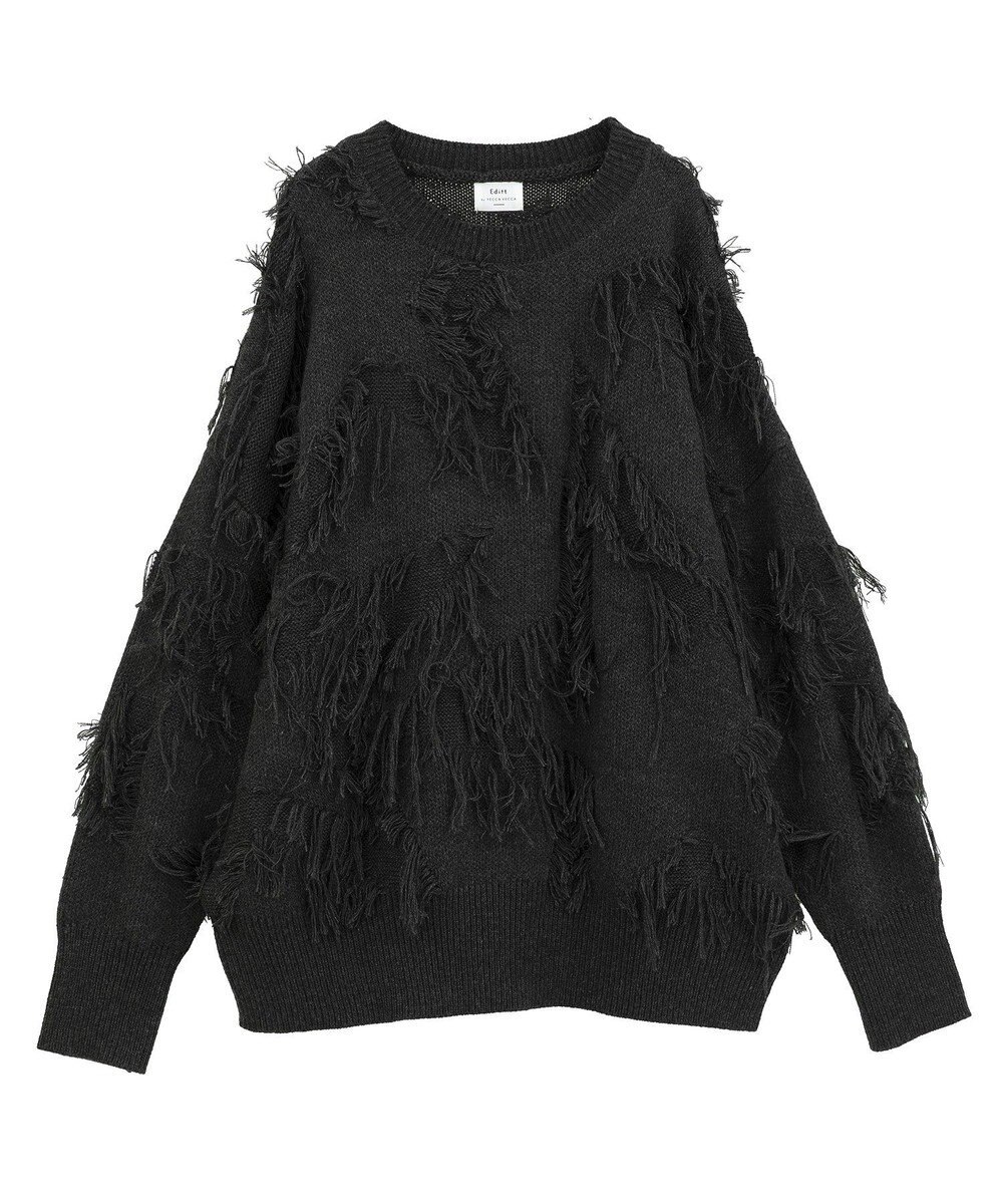 YECCA VECCA スター柄フリンジルーズニット 