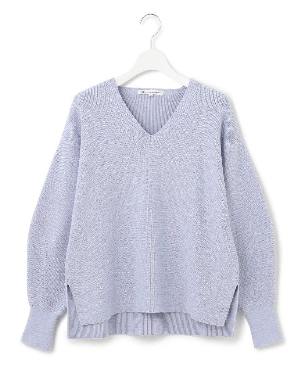 23区 L 【洗える】コンパクトコットンポリエステル Vネック ニット 