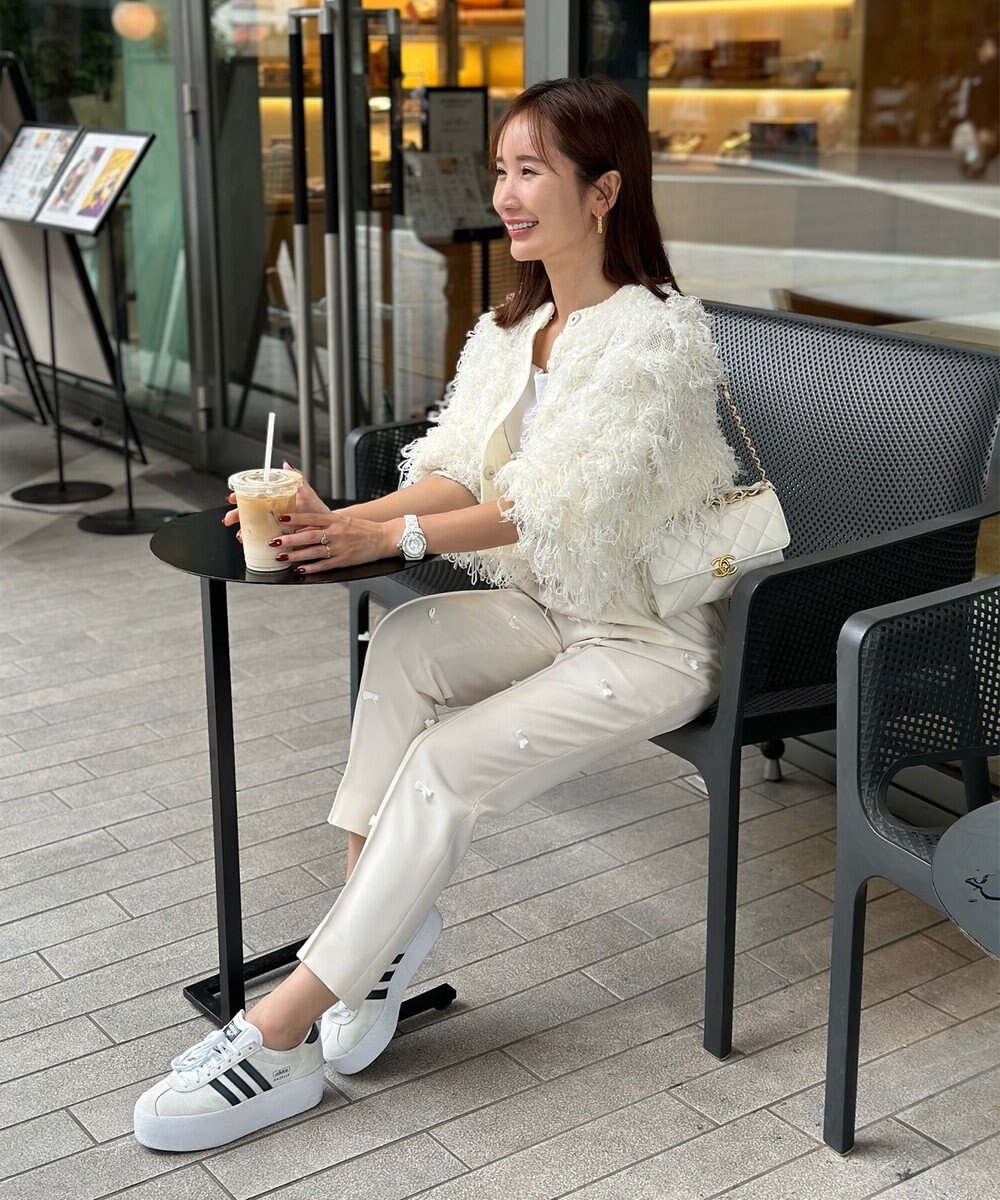 #Newans リボンヤーンニットカーディガン 