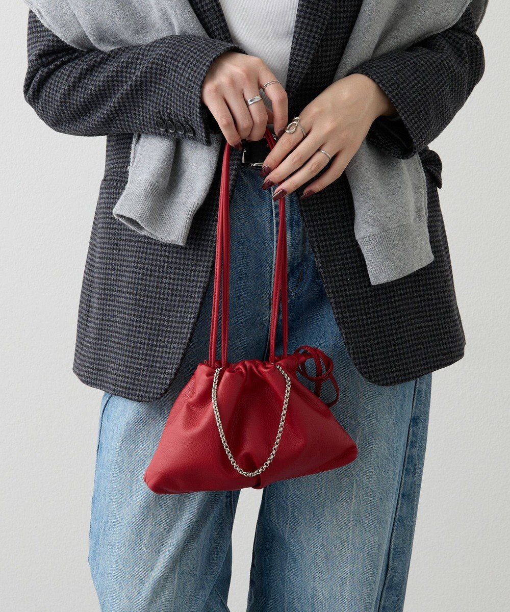 russet レザー巾着ミニショルダーバッグ(CE-1637) 