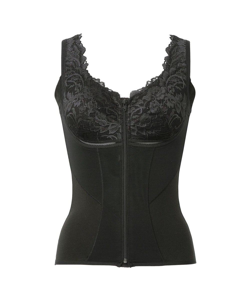 BRADELIS New York 【BRADELIS NewYork peace】細みえフロントファスナー綿混ブラキャミ25 補正下着 カップ付き キャミソール ブラトップ シェイパー 