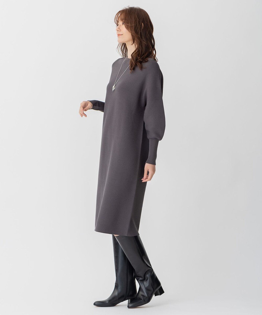 自由区 【洗える】コットンストレッチホールガーメント ニットワンピース 