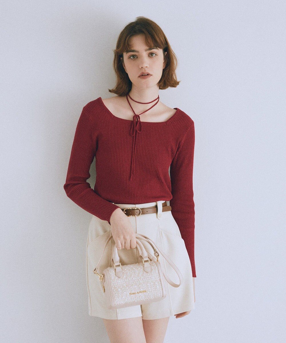 Maison de FLEUR LINTONツイード2Wayミニボストンバッグ 