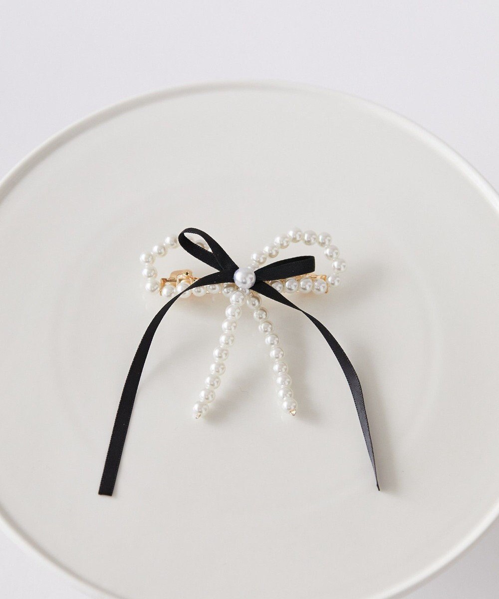 Maison de FLEUR パールサテンリボンバレッタ 