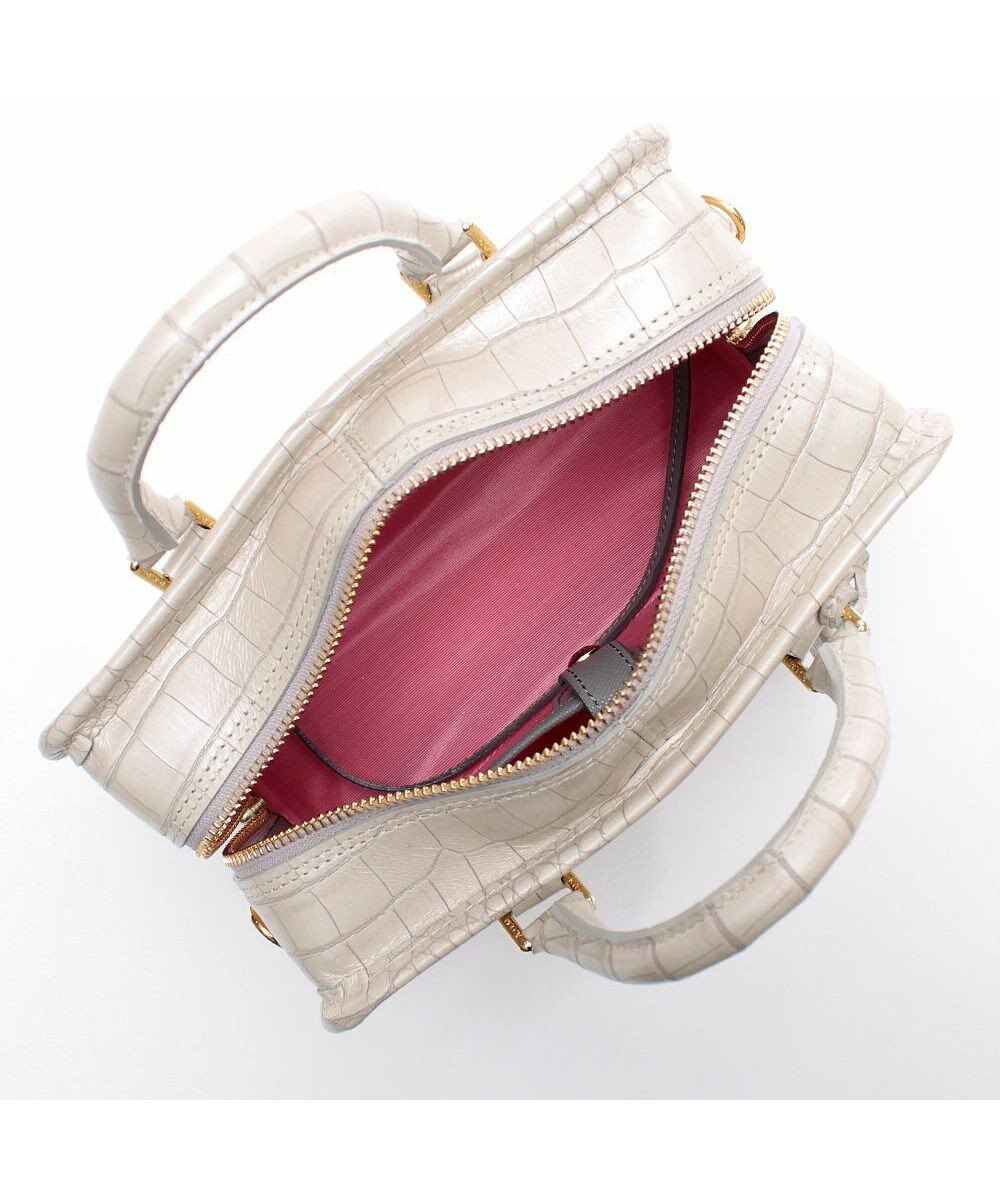 A.D.M.J. 【牛革】クロコ型押しヘリ巻きボストン23cm 