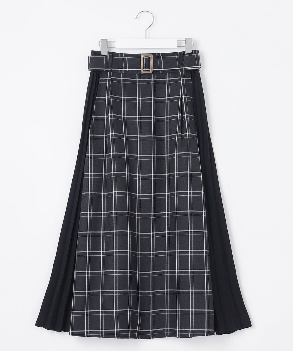 Feroux 【洗える】プリーツコンビチェック スカート 