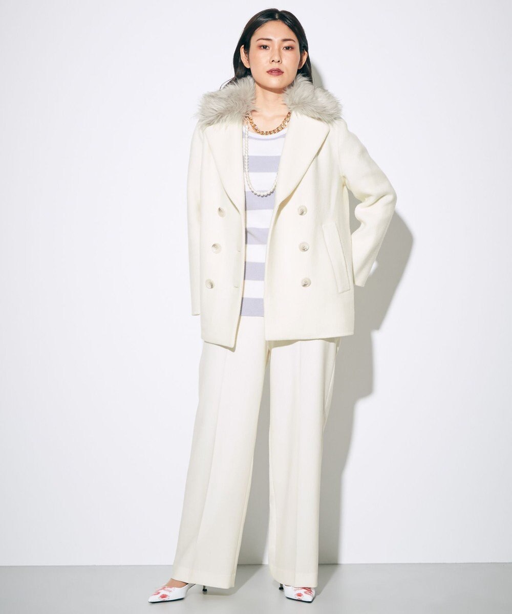 GRACE CONTINENTAL ウールストレッチセミワイドパンツ 