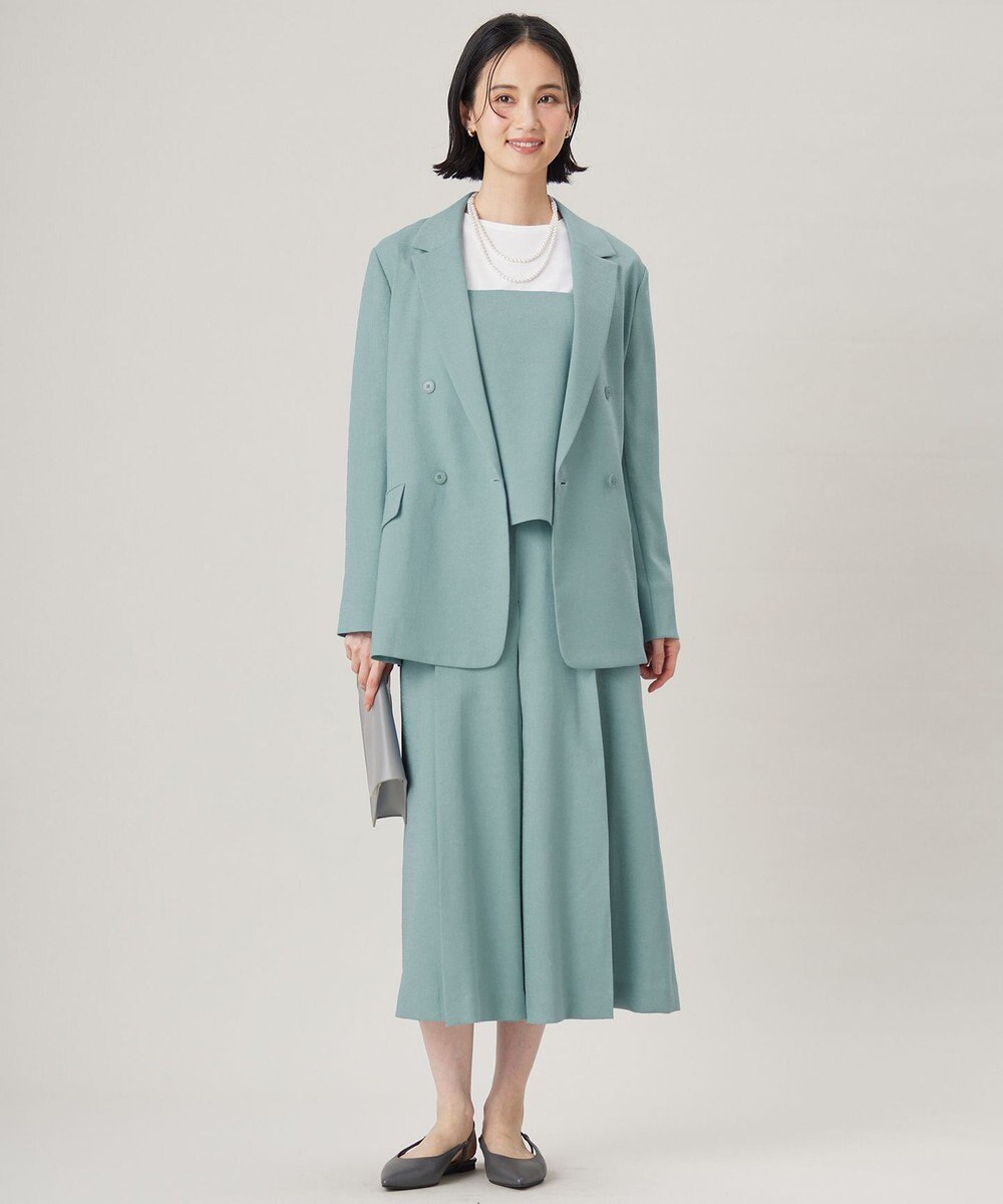 自由区 【セットアップ対応・接触冷感・洗える】リネンライクシンセティックキュロット パンツ 