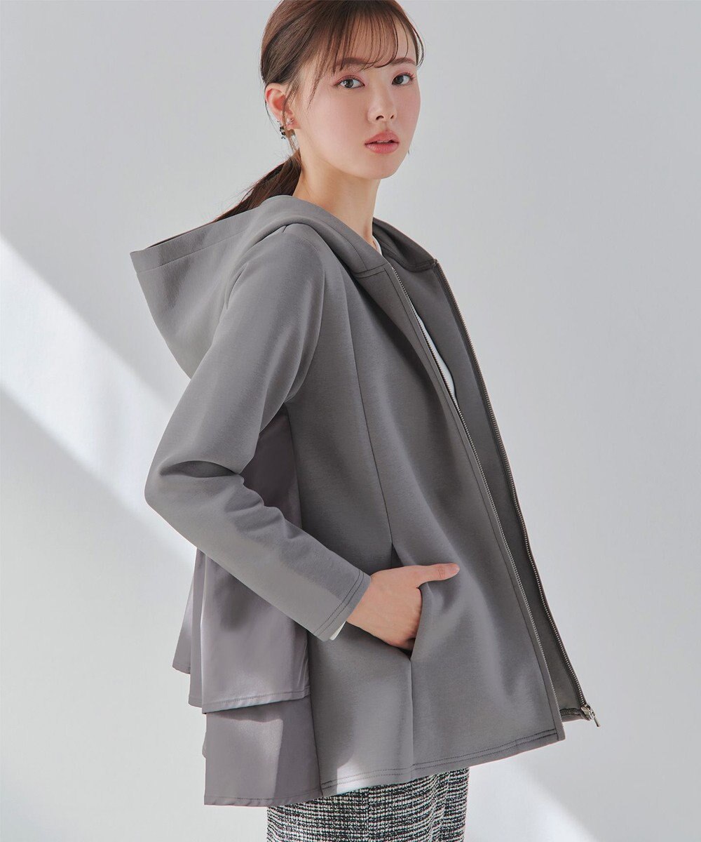 Tiaclasse 【洗える】異素材ドッキングフーディー 