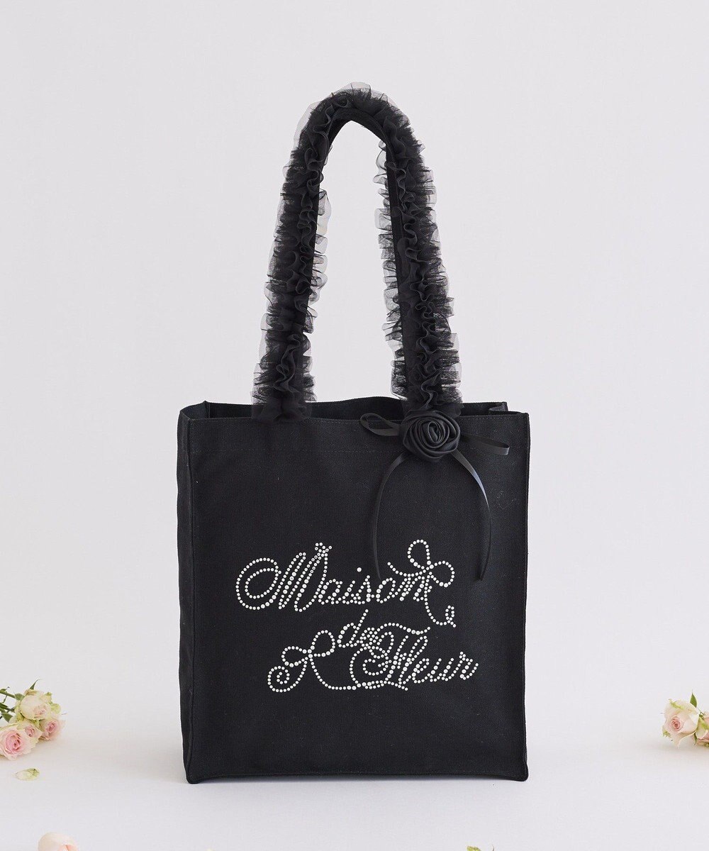 Maison de FLEUR チュールハンドルローズスクエアトートバッグ 
